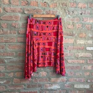 Nally & Millie Y2K Asymmetrical Skirt in Red and Pink Euro